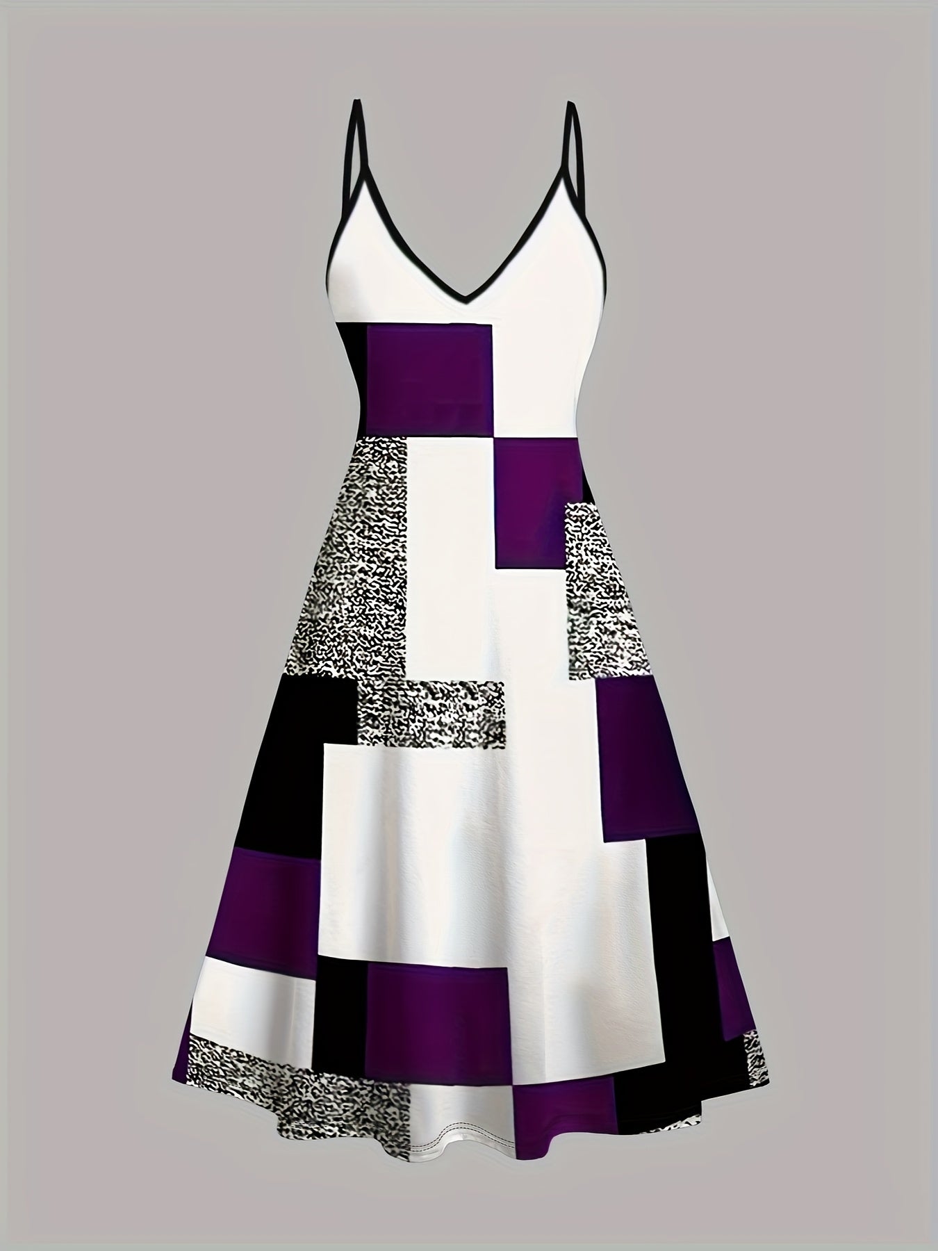 Two-piece dress set: simple and fashionable printed dress and solid color long coat, elegant two-piece set