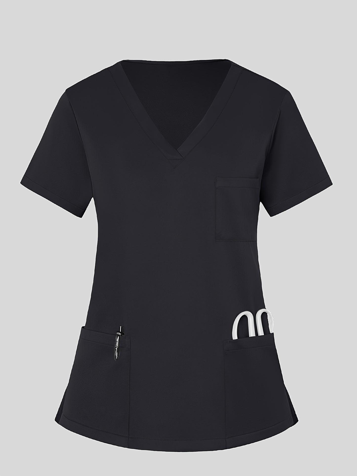 2pcs Set Of Women's V-neck Matte Breathable S Uniform Pocket Hand Washing Work Clothes Brush Hand Clothes Tying Feet Pants Set