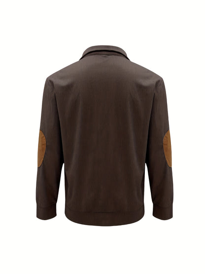 Men'S Autumn And Winter Outdoor Loose Jacket, Corduroy Casual Stand Up Collar, Long Sleeved Button Hoodie, Men'S
