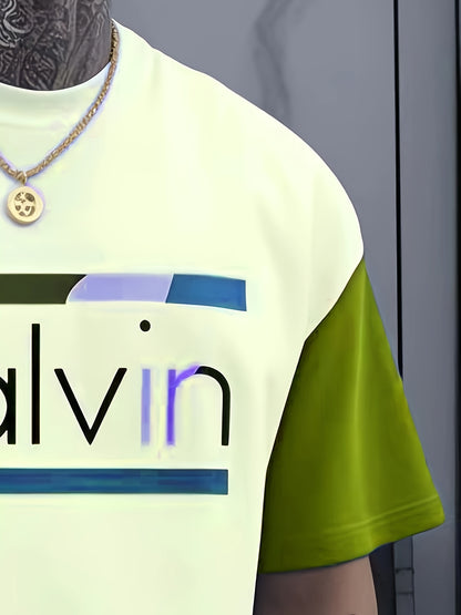 Men's Large Size Oversized T-Shirt - Full-Body 3D Letter Print Modern Typography Top, Loose Fit Round Neck Short Sleeve Casual Shirt Suitable for Spring/Summer Wear, Durable Digital Print Blouse Style for Tall Males (Machine Washable), PLUS SIZE