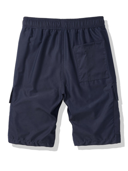 Men's Black + Gray + Brick Red Polyester Cargo Shorts - product view 15