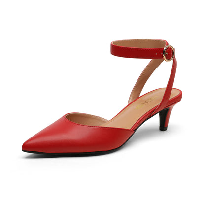 Women's Pumps Shoes Pointed Toe Kitten Low Heels Stiletto Ankle Strap Closed Toe Wedding Party Dress Sandals Kitten Heels for Women Low Heel Dress Shoes Wedding Dress Closed Toe Pump Shoes