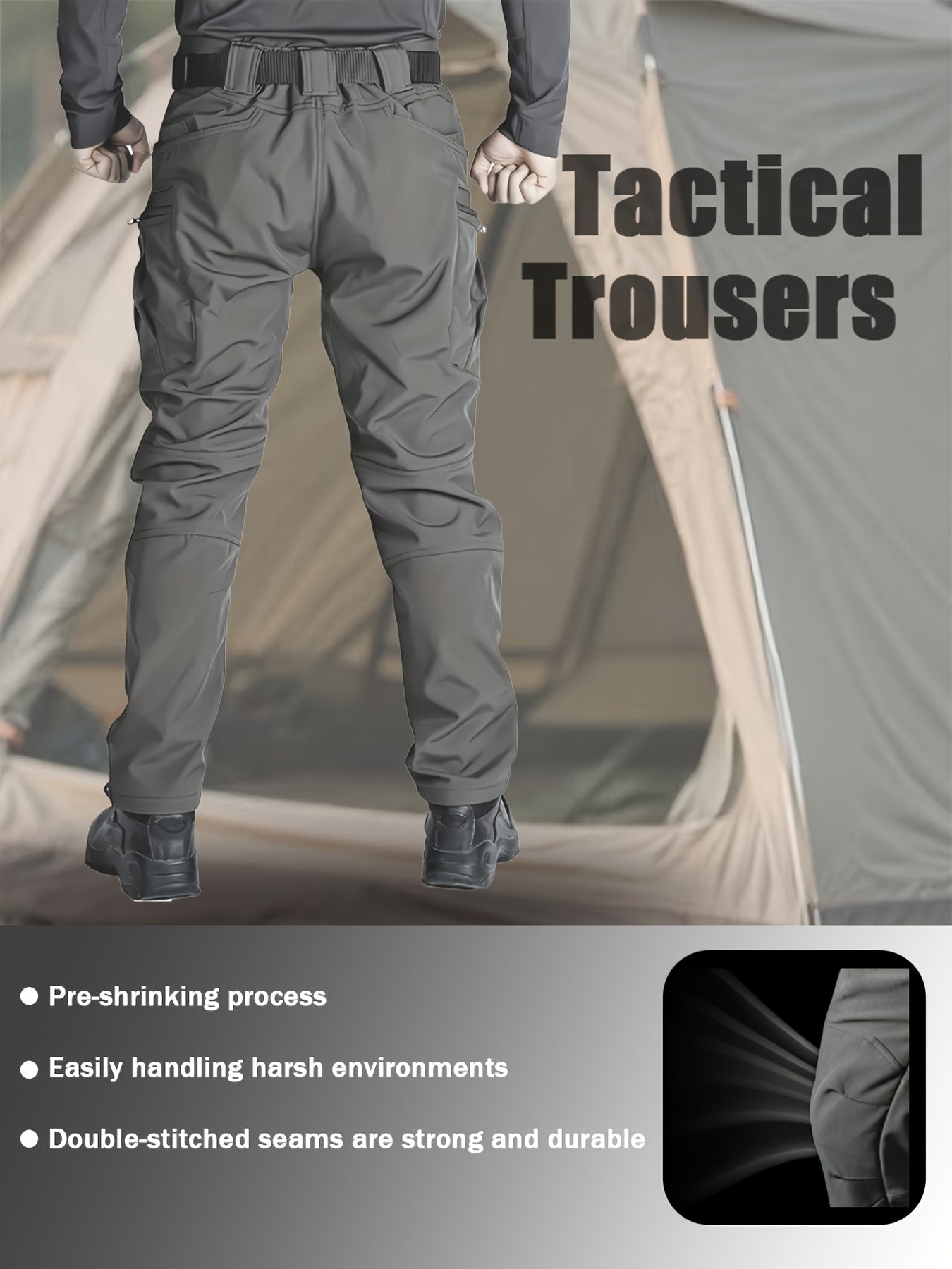 Men'S New Thickened Two-Piece Windproof Jacket And Hoodie Designed for Autumn And Winter, Featuring Multiple Pockets, Elastic Materials, And Warmth, Ideal for Hiking, Skiing, Fishing, And Outdoor Sports. Tactical Style with Breathable Fabrics