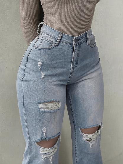 A Pair Of Plus-size Women'S Jeans, Flared Jeans, Slightly Stretchy, Lifts The Hips And Legs, Y2K Style, Fashionable, Casual And Elegant, Suitable For Various Occasions, Street Style, Evening Dates And Parties, Plus-size Jeans, Plus-size Denim.