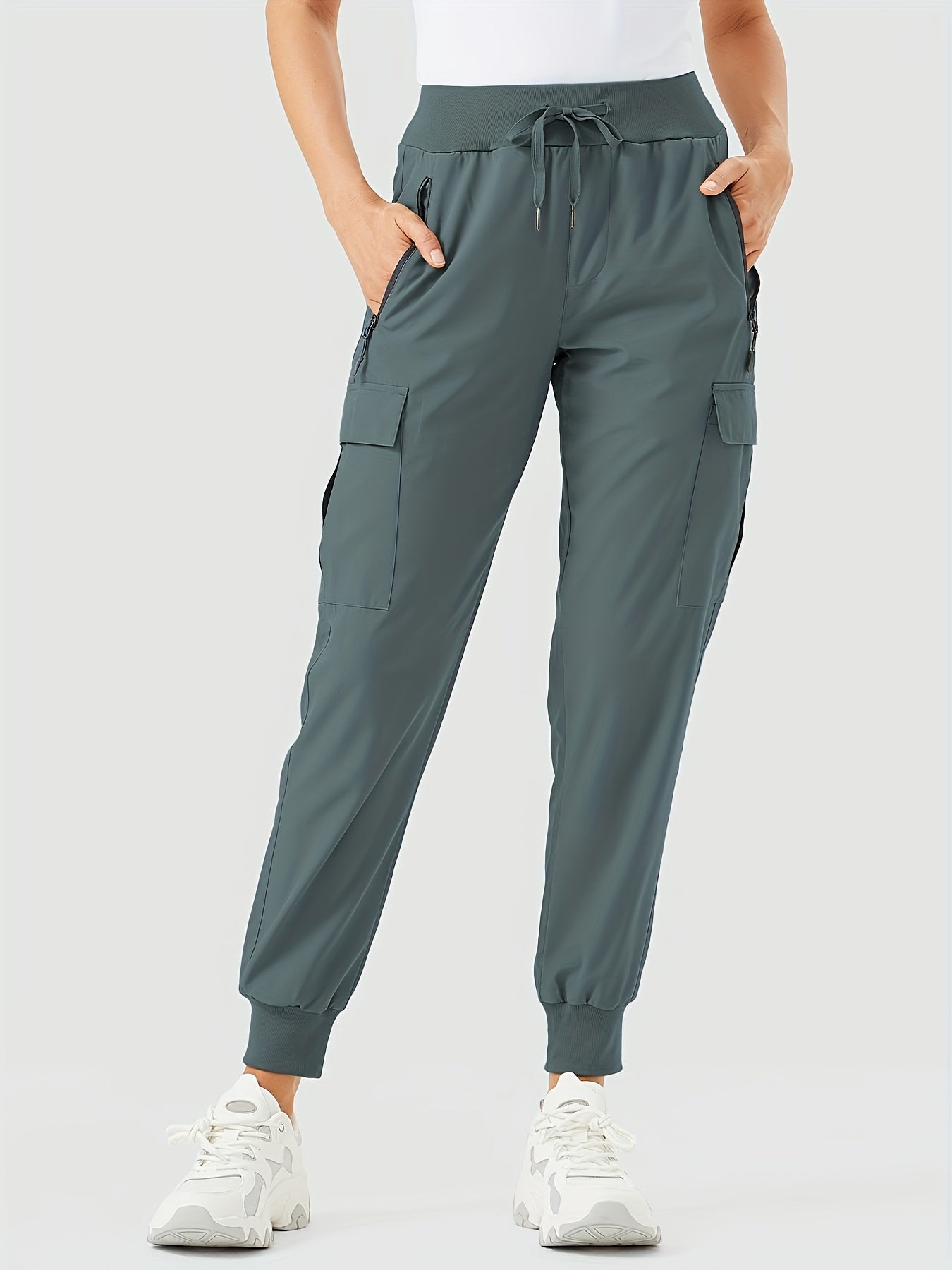 Women'S Cargo Joggers Hiking Pants Lightweight Camping Quick Dry 50+ Zippered Pockets