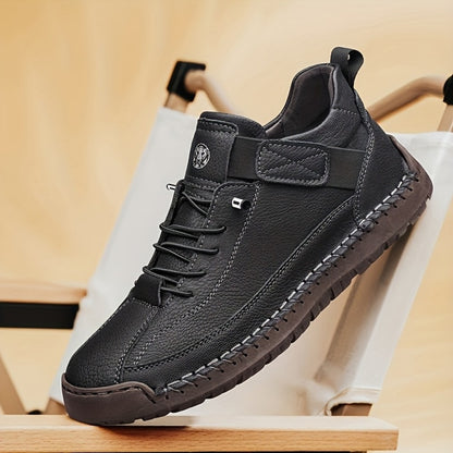 Men's High-Top Casual Ankle Boots - Elastic Closure and Rubber Sole