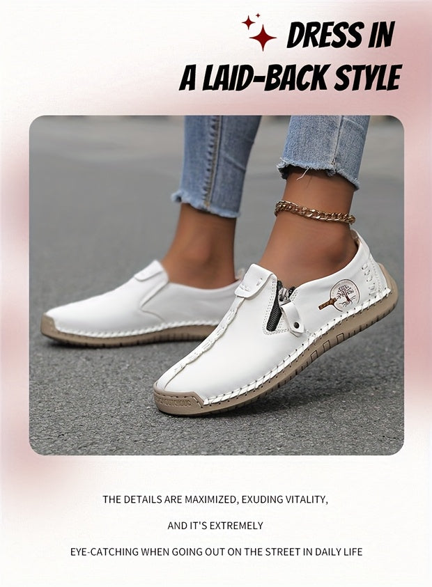 Women'S High-Quality Handmade Casual Loafers - Perfect for All Occasions, Comfortable to Wear, Durable Slip-On Sneakers with Buckle Closure, Ear Loop Design, Sole, Suitable for Outdoor Wear, Rubber Sole for Spring And Summer, Women Shoes