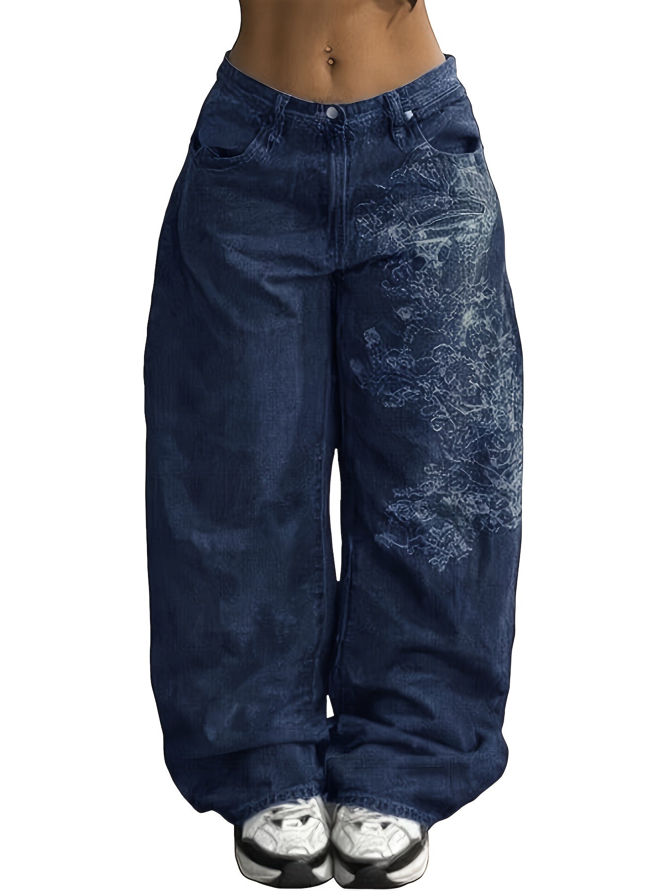 Women Hip Hop Baggy Jeans Trendy Mid-Low Waisted 90S Vintage Denim Pants Baggy Vintage Jeans Streetwear