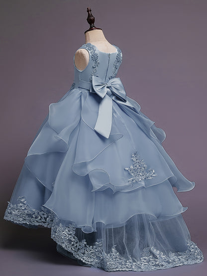(Size Is Slightly Larger, Recommended To Purchase One Size Smaller Than Usual) Flower Dress Princess Puffy Tulle Dresses Bridesmaid Wedding Communion Birthday Party Pageant Maxi Prom Gown For Kids
