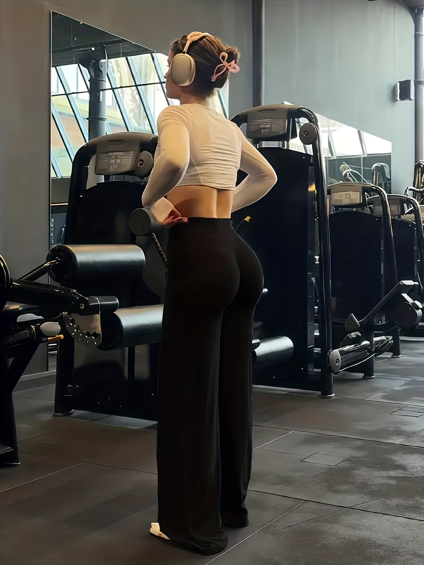 Three Cross-border Explosions Women'S Large Size Yoga Wide Leg Pants Sports Fitness Outdoor Yoga Exercise Daily Casual Women'S Wide Leg Pants Wide Leg Pants For Women 29" High Waist Stretch Casual Sweatpants