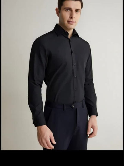 Men's Solid Color Dress Shirt - Collared Long Sleeve 146277
