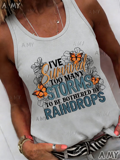 Women's Light Grey Polyester Printed Sleeveless Tank Top - product view 10