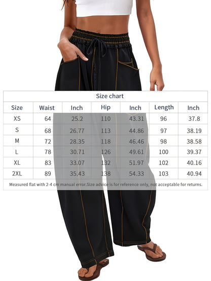 Women'S Loose Wide Leg Pants Casual Summer Wide Leg Pants Drawstring Waist Casual Pants