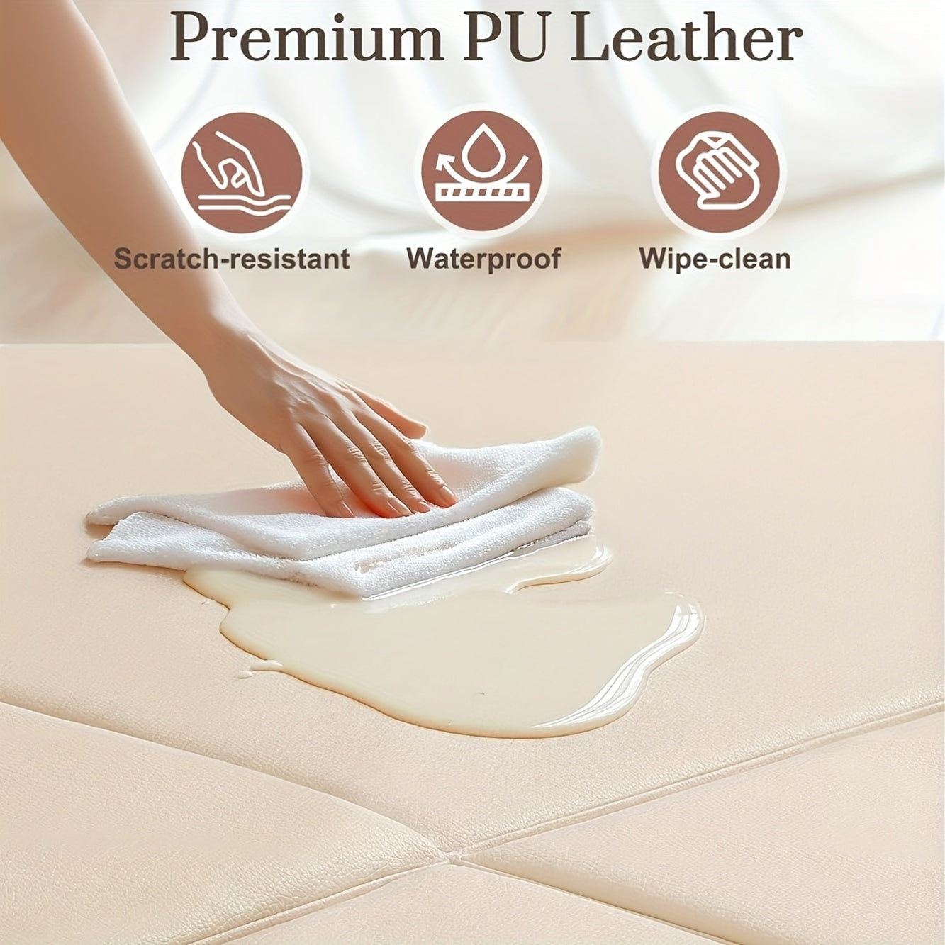 Four-Part Versatile Play Mat, Made of Modular Vegan Leather, Easy to Clean And Soft for Babies, Foldable Foam Mat Suitable for Various Settings Like Home, School, Or Nursery, Perfect for Reading Corners And Festive Occasions