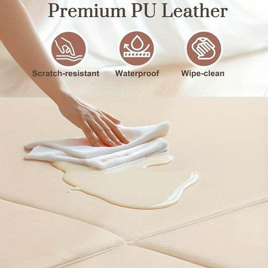 Four-Part Versatile Play Mat, Made of Modular Vegan Leather, Easy to Clean And Soft for Babies, Foldable Foam Mat Suitable for Various Settings Like Home, School, Or Nursery, Perfect for Reading Corners And Festive Occasions