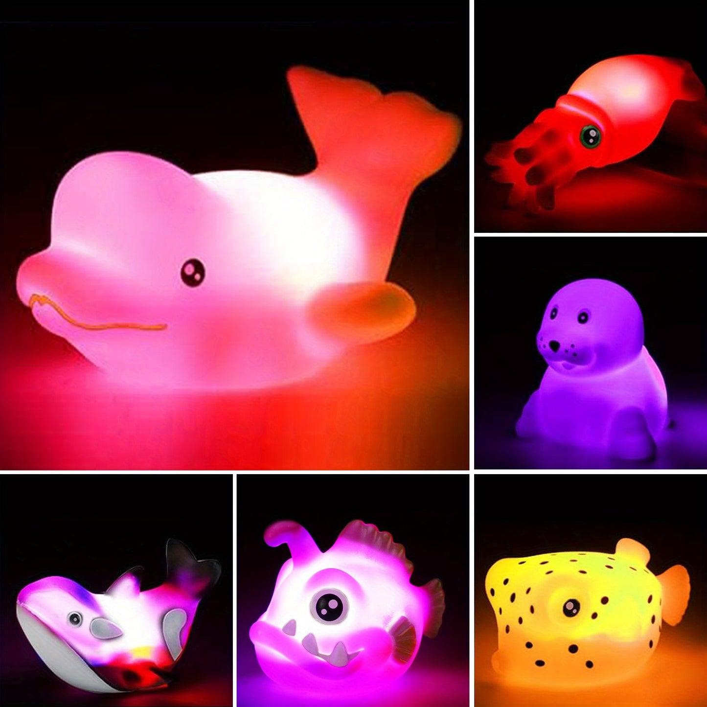 6pcs Light Up Bath Toys for Kids, Fun Bath-Time Gifts for Birthdays - Ideal for Use in The Shower, Bathtub Random Colors