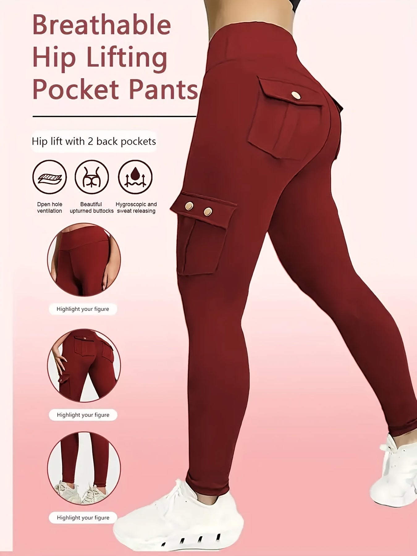 One Pair Of Women'S Slim Work Pants, With Multi-functional Pockets, High Elasticity. Aids In Tightening The Buttocks And Abdomen. Airtight Pants. Suitable For Outdoor, Home Use, Commuting, And Local Warehouse Direct Delivery.