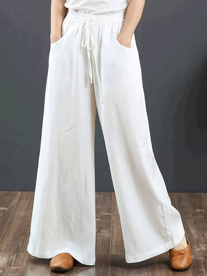 Women's Palazzo Pants Drawstring Waist Wide Leg CLoose Trousers with Pockets Comfort