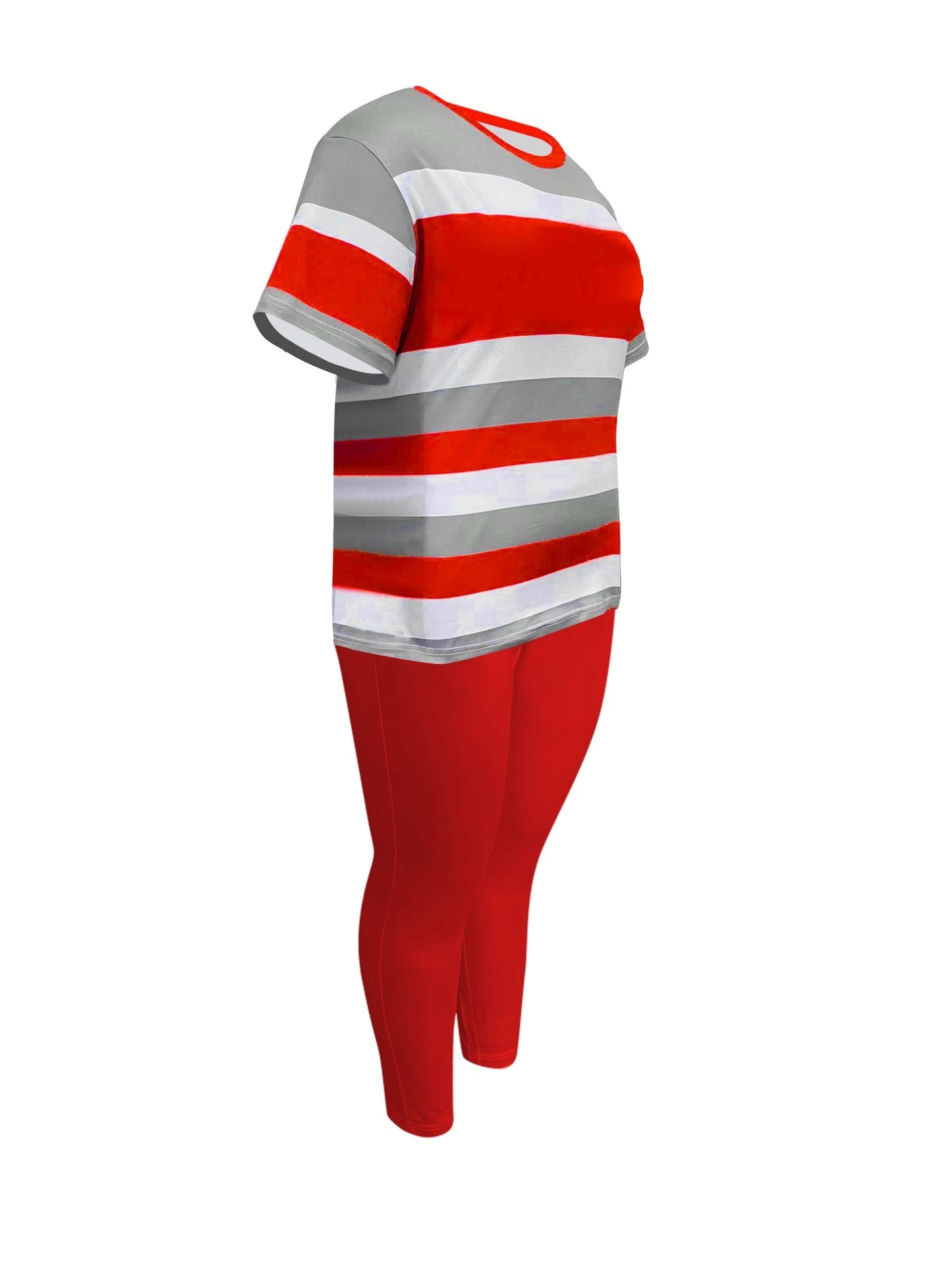 Women's Red Polyester Short-Sleeve Pants - product view 10