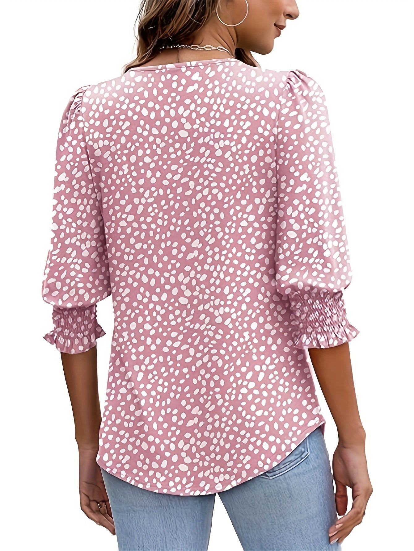 2025 Fashion for Women: Elegant Casual 3/4 Sleeve Top Coat with Pleated Cuffs And Round Neck from Europe And The United States