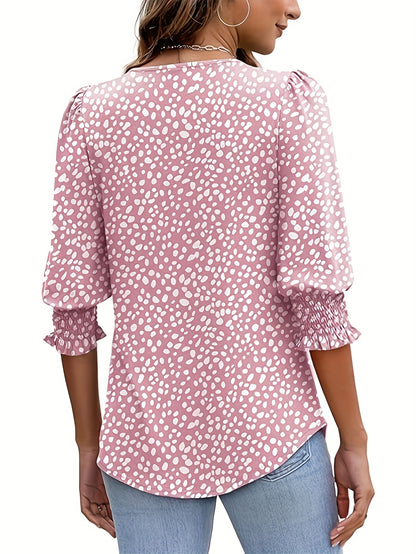 2025 Fashion for Women: Elegant Casual 3/4 Sleeve Top Coat with Pleated Cuffs And Round Neck from Europe And The United States