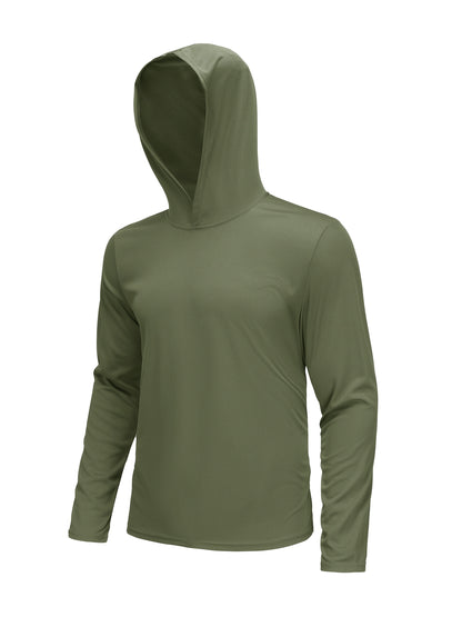 5pcs Men's Hooded Long-sleeved Quick-drying Clothes, Breathable Ice-sensitive Technology Fabric, Moisture-absorbing And Sweat-wicking, Outdoor Sports And Fitness, And Windproof