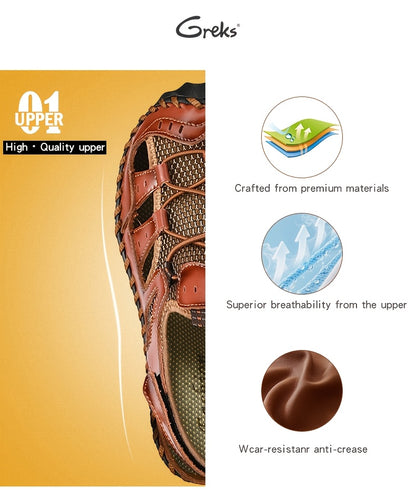 GREKS Men's Closed Toe Sandals Summer Outdoor Hiking Shoes Lightweight Walking Sandals for Beach, Travel, And Daily Wear