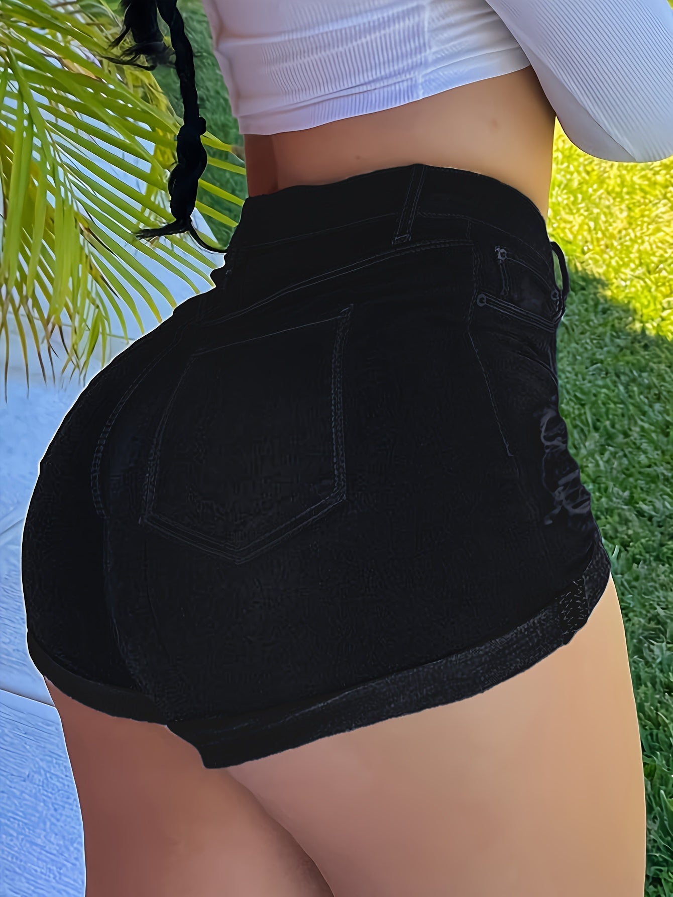 Women'S Elastic Hole Fashion Denim Shorts