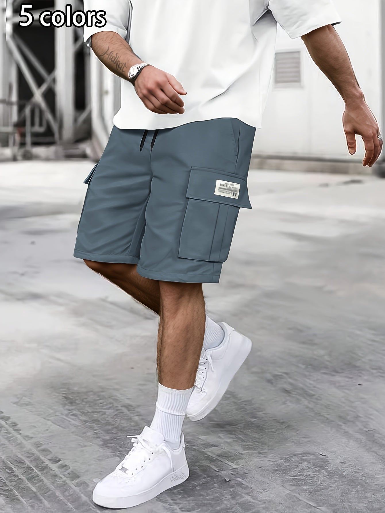 Men's Grey Polyester Cargo Shorts - product view 12