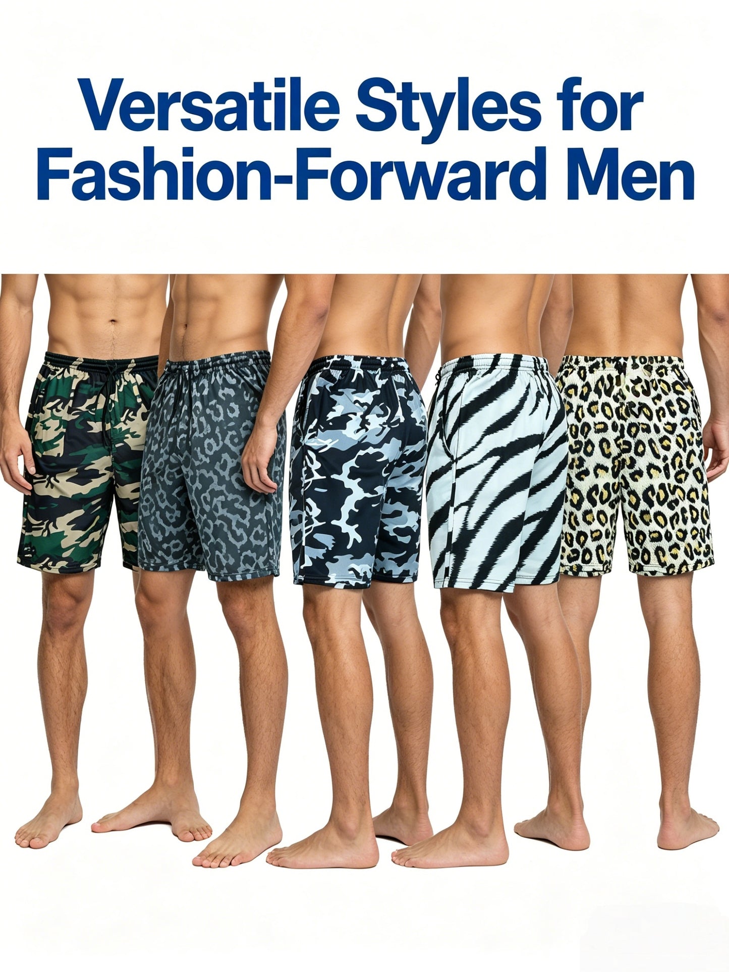 5 Men'S Quick Dry Mesh Shorts, Casual Micro Stretch Elastic Waistband Drawstring Shorts