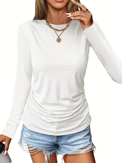 A Three-piece Set Of European And American Fashion Women's Clothing for Autumn And Winter, with Pleated Round Necks And Form-fitting Long Sleeves