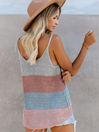Womens Knit Tank Tops Summer Flowy Casual Loose Fit Sleeveless Sling Sweaters 2024