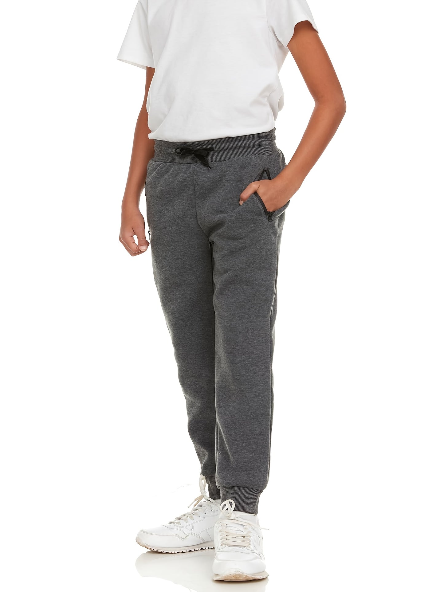 3Pk Boys Sweatpants Athletic Workout Kids Clothes Boys Joggers Pants with Zipper Pocket And Drawstring Size 4-20, Perfect for Outdoor