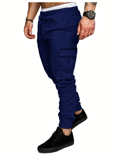 EXARUS 2 Pack Cargo Pants For Men - Relaxed Fit Twill Joggers With Elastic Waistband And Stretch Fabric - Casual Wear