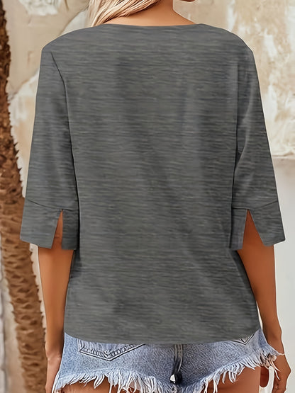 Women's V-neck Half Sleeve Loose Basic T-shirt