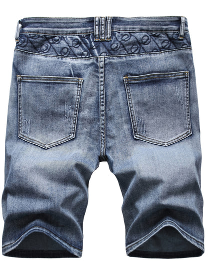 KEEVOOM Men'S Light Blue Washed Gradient Denim Shorts - Summer Casual Slim-Fit Shorts for Outdoor Sports & Trendy Daily Outfits