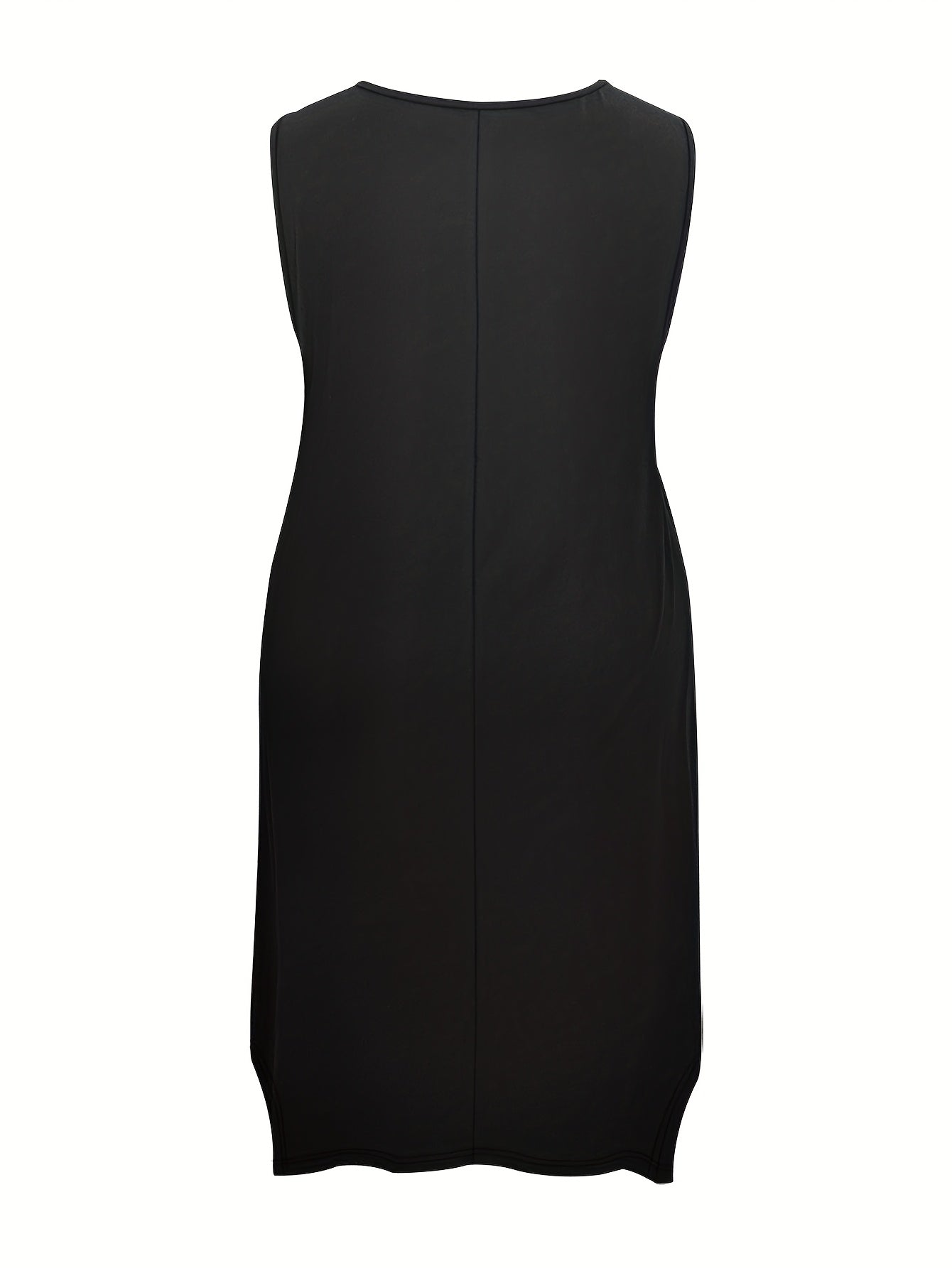 Plus Size - Plus Size Solid Irregular Hem Cami Dress, Casual Vacation Sleeveless Dress For Spring And Summer, Women'S Plus Size Clothing.
