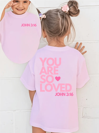 Girls' Christian Faith T-Shirt - John 3:16 Graphic