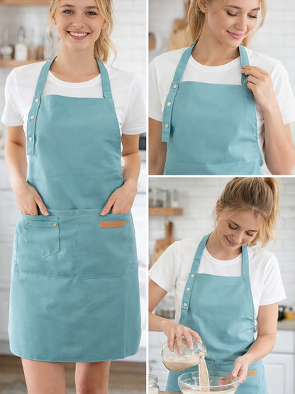 Artist & Chef Apron - Professional Painting, Pottery & Baking Apron with Adjustable Buckle Straps & Utility Pockets, Perfect Valentine's Day & Christmas Gift for Couples