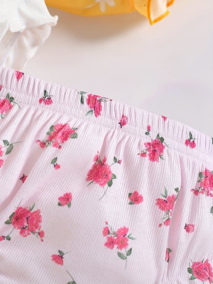 Girls' Shorts - School Season Gift - Summer Lightweight Design with Heart-shaped Pleated Edges - Baby Girl's 0-3 Years Old Small Pants - Versatile And Cute Casual Style - Suitable for Festivals And School Days - Girls' Shorts - Valentine's Day Gift