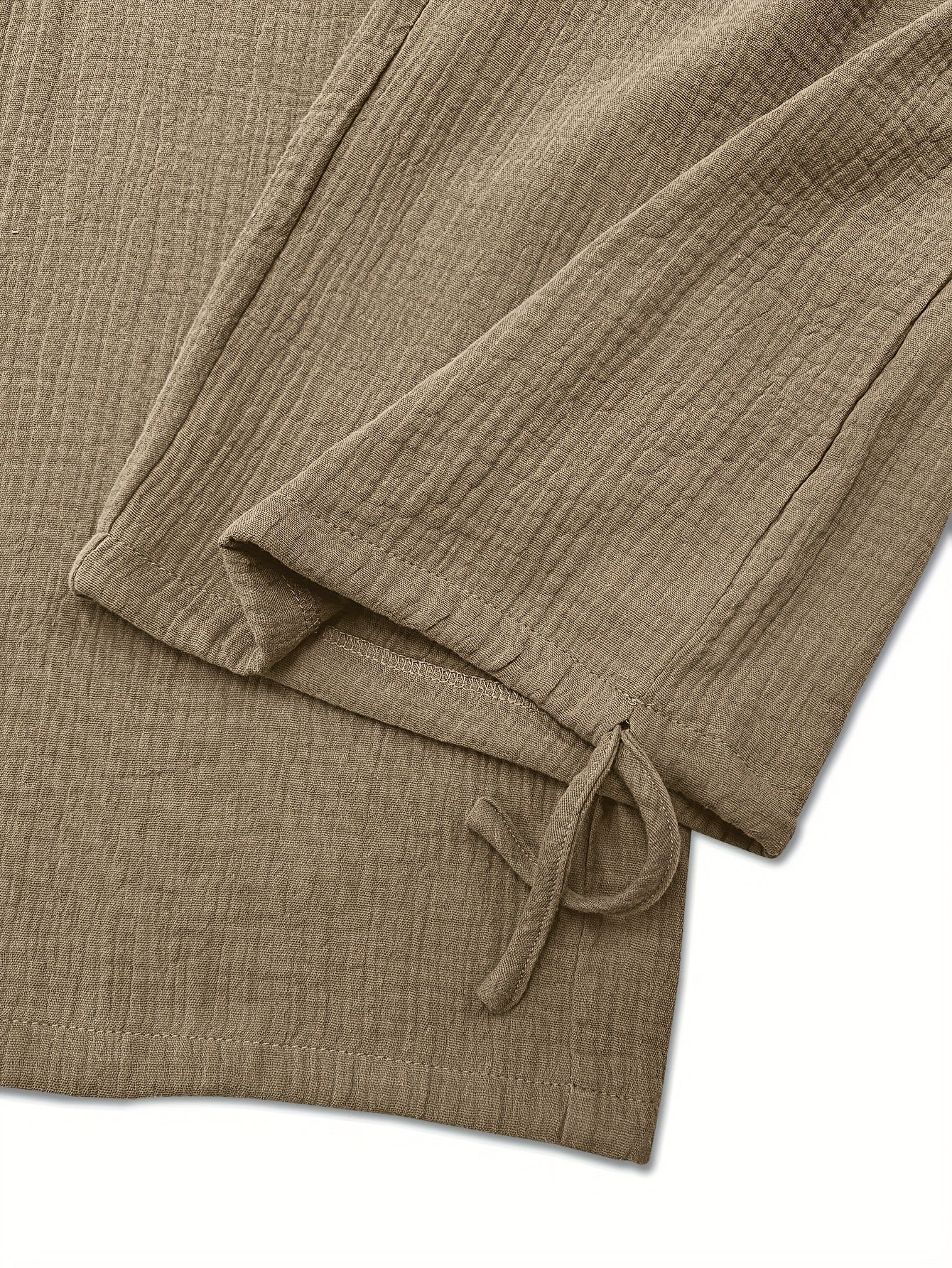 Spring And Summer Women's Casual Pants, Khaki, Pocket, Wide Leg, Tie, Loose, Daily Commuting Wide Leg Pants Womens Summer Clothes