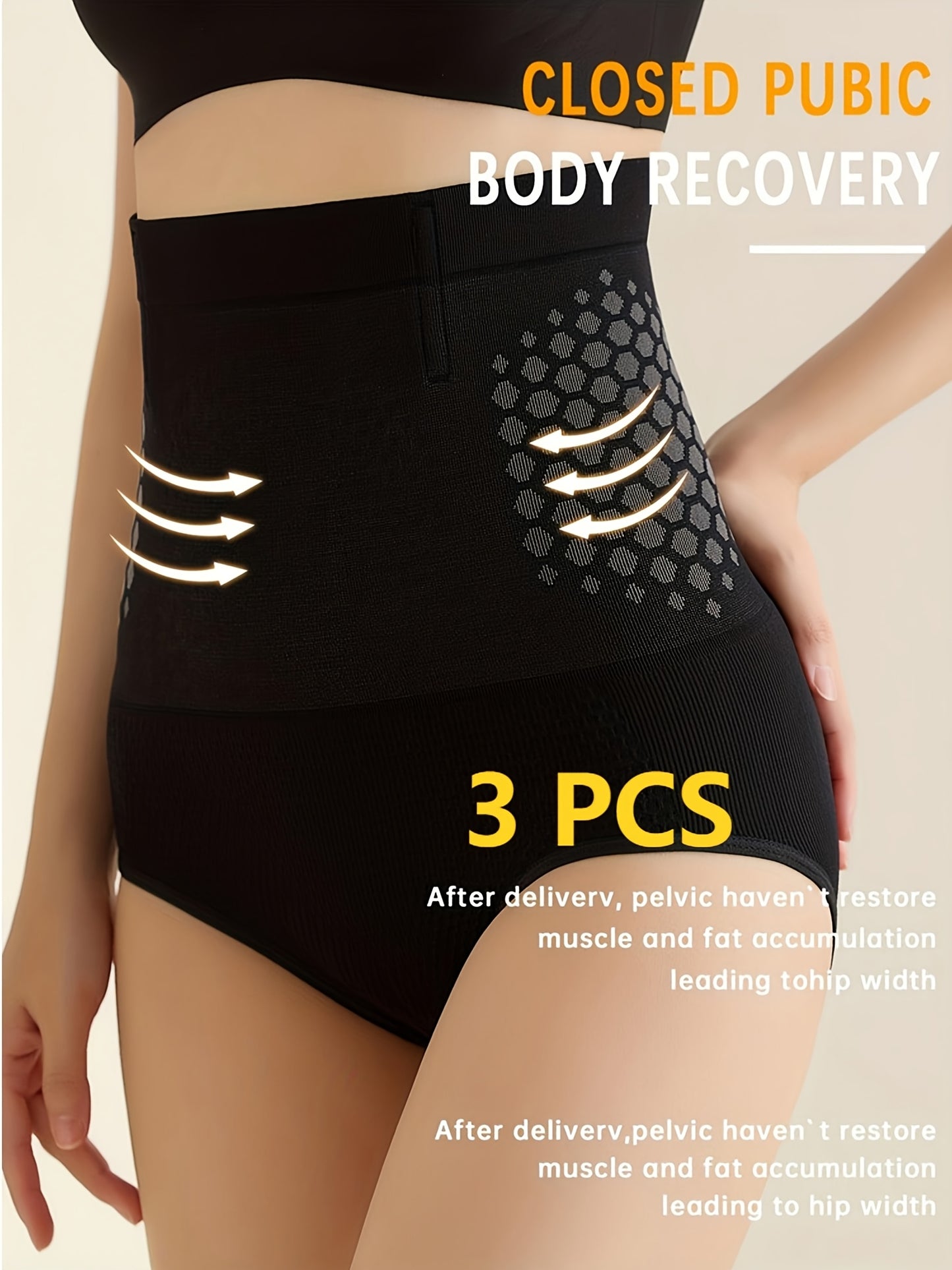 [Tummy Control Underwear] 3pcs High-Waist Tummy Control Underwear, -Burning Fabric, Seamless Weave, Soft And Comfortable, Firm Abdominal Support, Suitable for Postpartum, Shaping Waist And Hip Lift