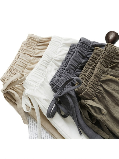 7pcs Set Summer Women's High-Waisted - Shorts-Casual, Loose-Fitting Drawstring Wide-Leg Beach Shorts with Thin Elastic Waistband and Pockets-Versatile Bottoms