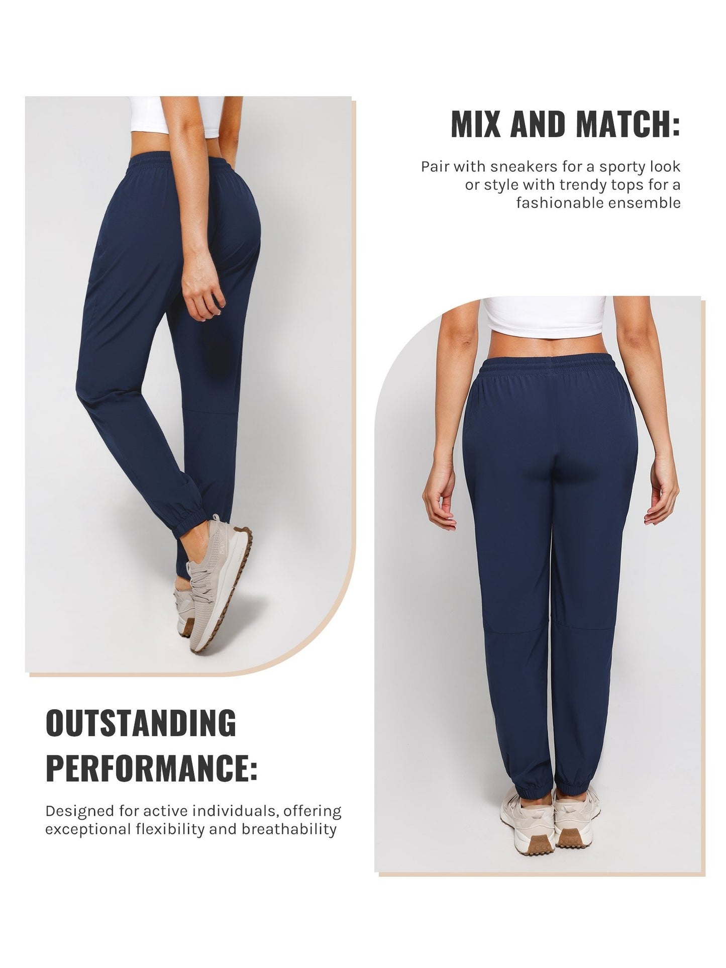 [Three Colors Available]1pc Womens Golf Pants Quick Dry Ultra Light Stretch Pockets Soft Workout Pants for Travel with Inside Drawstrings