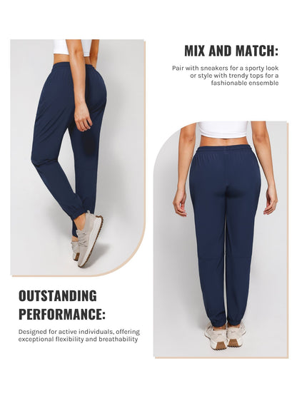 [Three Colors Available]1pc Womens Golf Pants Quick Dry Ultra Light Stretch Pockets Soft Workout Pants for Travel with Inside Drawstrings