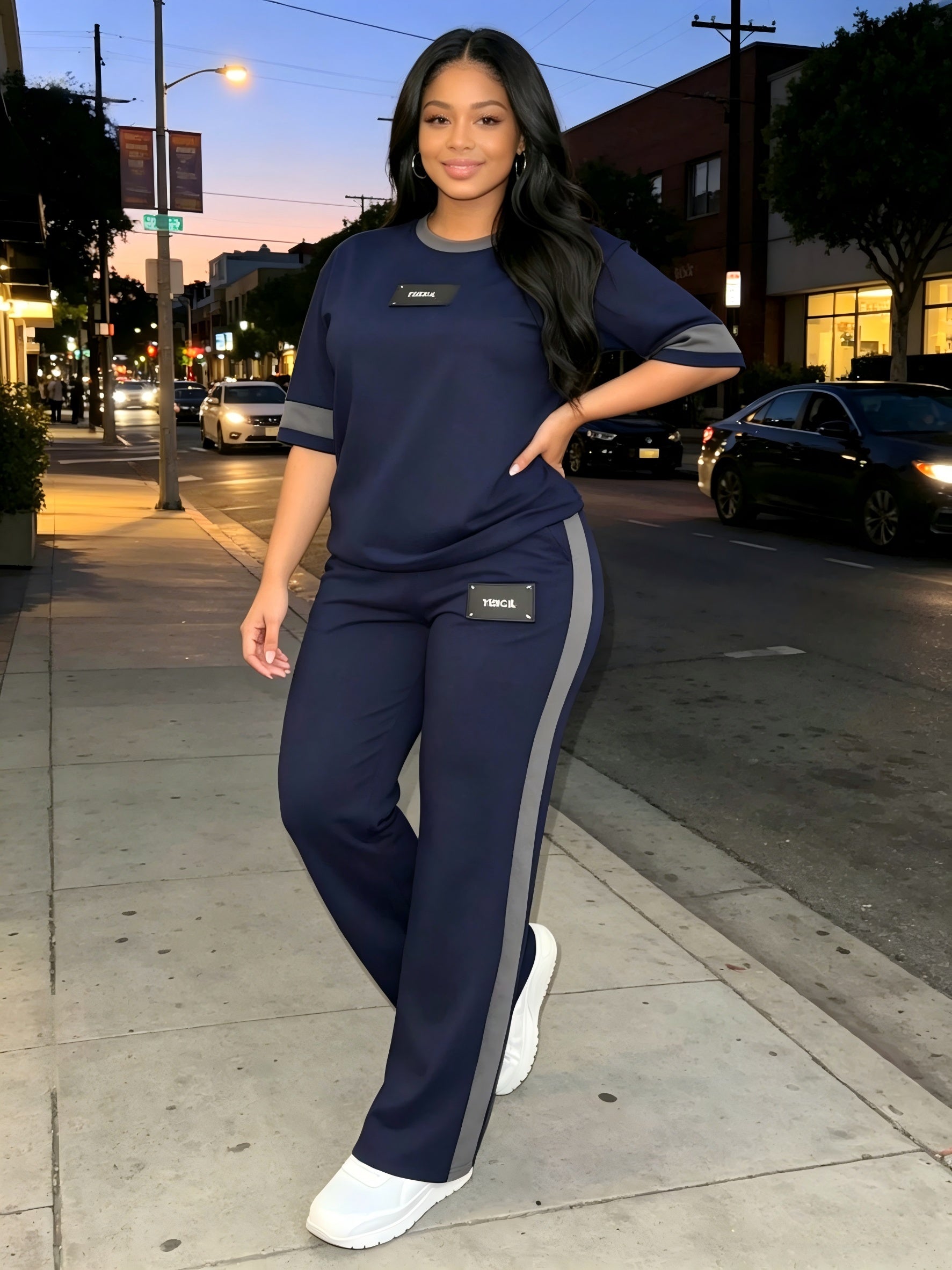 Women's Slate Grey High-Waist Slim-Fit Wide-Leg Pants - product view 25