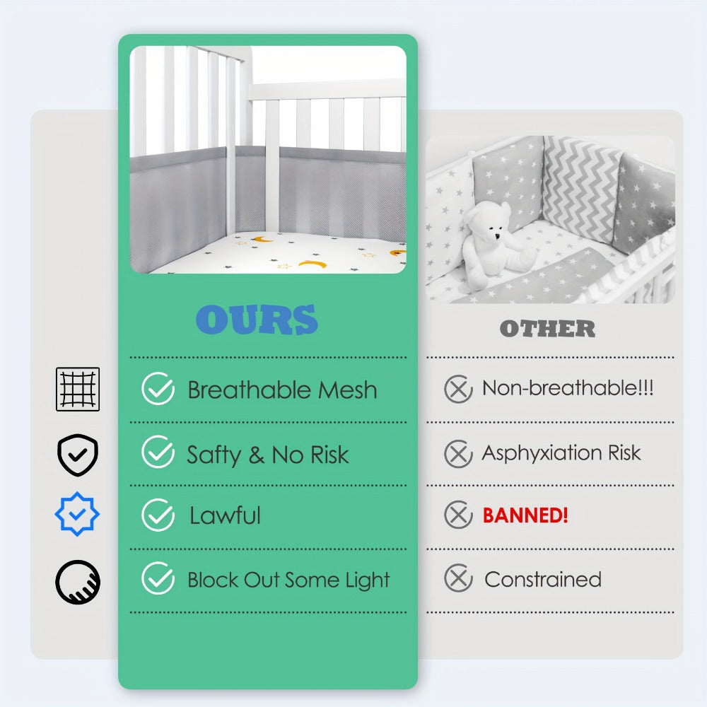 Breathable Crib Liner - 3 mm Mesh Arm Protection