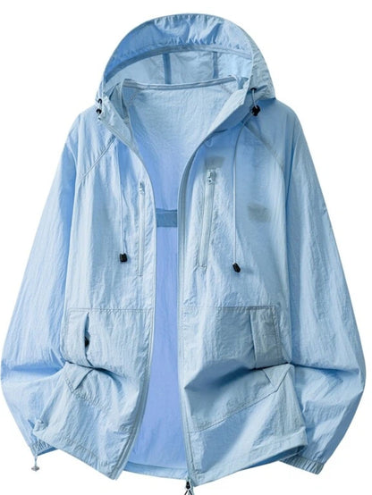 Men'S Hooded Skin Suit, Men'S Outdoor Fishing Breathable Style, High-Quality Nylon Thin Sports Casual