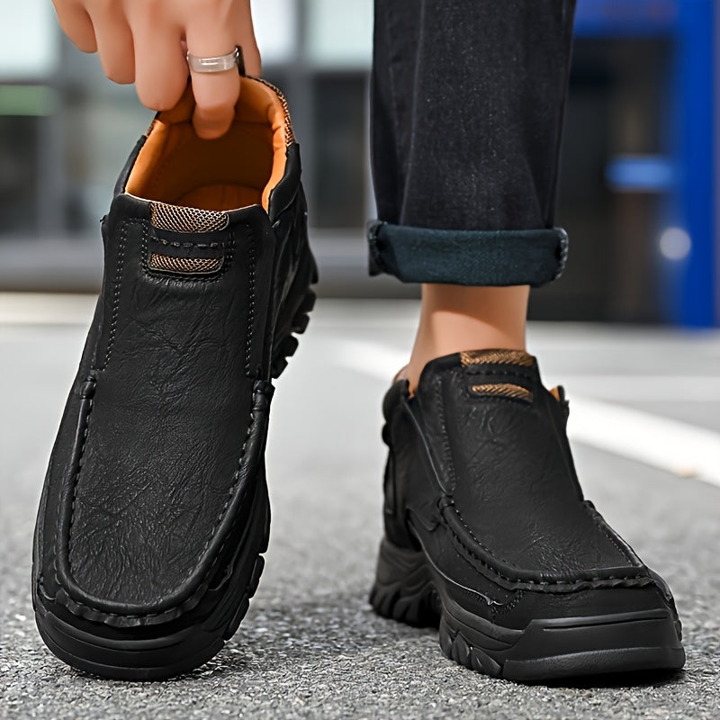 [Hand-Stitched] LDECK Men's Mid-Top Casual Hiking Boots - Slip-Resistant, Comfortable & Versatile for All Seasons, Men's Boots, Warm, Anti Slip, Hiking, Boots for Men,