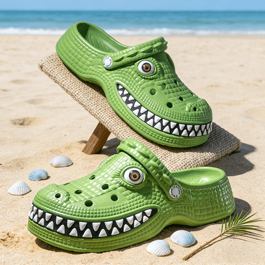 2026 New Design Funny Crocodile Big-Tooth Flip Flops - Suitable for Both Men And Women. Thick-Soled, Elevated Ankle Holes. Perfect for Parties. Fun Flip Flops for Couples. Outdoor And Indoor Use. Ideal Birthday Or Holiday Gift